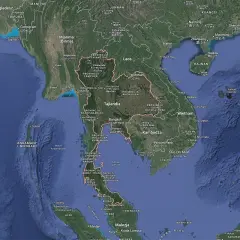 Gdzie jest Tajlandia? Na mapie widać ją jako kraj w Azji Południowo-Wschodniej, między Mjanmą, Laosem, Kambodżą i Wietnamem.